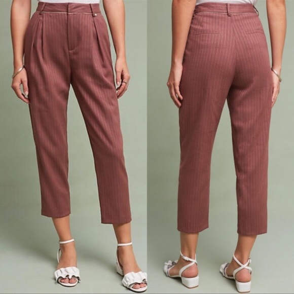 Anthropologie Harlyn Striped Cropped Trouser Pants Size XS - Picture 2 of 12